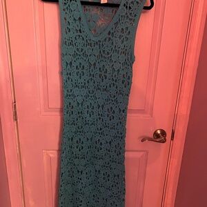 House of Harlow 1960 Teal Crochet Maxi Dress